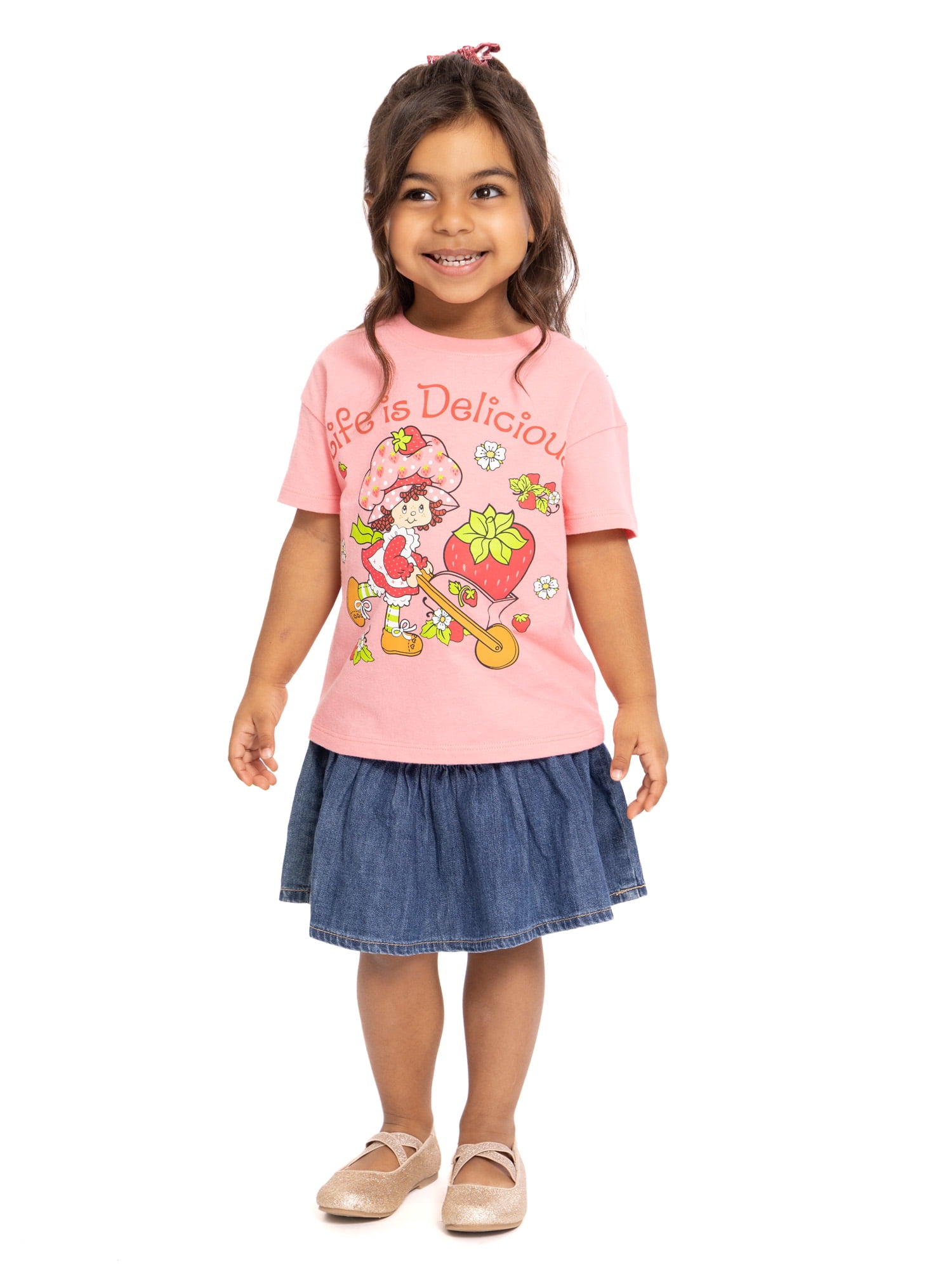 Strawberry Shortcake Toddler Graphic Crewneck Tee with Short Sleeves, Sizes 12M-5T