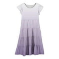 thumbnail image 4 of SUYIDA Girls Size 10 Dress Crew Neck Layer Flutter Sleeve Gradient Print Trendy Flowy A Line Dress Summer Dresses for Girl Light Purple,150, 4 of 4