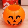 thumbnail image 3 of 2Pcs Halloween Pumpkin Bucket Portable Pumpkin Trick or Treat Candy Bucket Holder for Halloween Party Supplies (17cm, Orange), 3 of 7