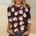 thumbnail image 1 of Meichang Hauts de Noël pour Femmes 2024 Soldes Manches 3/4 Coupe Ample Col Rond Hauts d'Automne Joyeux Noël T-Shirts Graphiques Décontractés Hauts de Vacances Blouses, 1 of 5