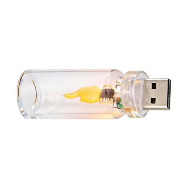 LED Glass Bottle Flame Lamp USB Night Light with Simulated Flickering Candle Effect 5 in H