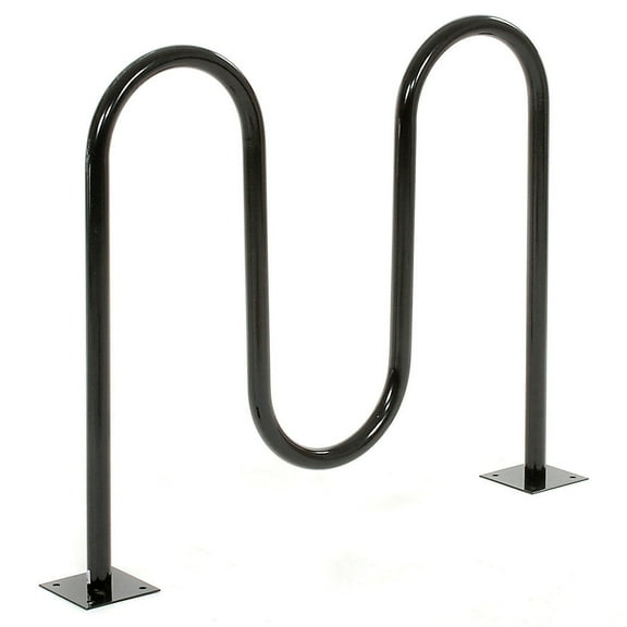 41"L Wave Bike Rack, Black, Flange Mount, 5-Bike Capacity