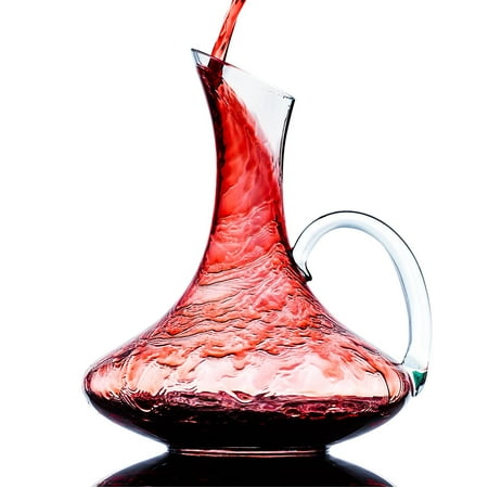 - Culinaire 1800 ml ( 60.8 oz ) Crystal Glass Wine Decanter / Wine Carafe with Handle