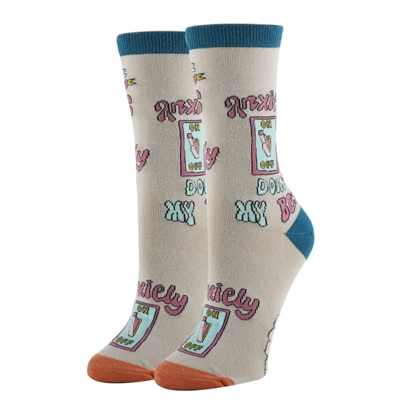 OoohYeah Women's Novelty Crew Socks, Crazy Funny Cotton Dress Socks Gift, Anxiety On