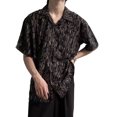 thumbnail image 3 of Tops de blusas de verano para hombres, camisas de manga corta con estampado floral para hombres Camisas con botones de manga corta para hombres Máxima comodidad, 3 of 8