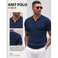 thumbnail image 4 of COOFANDY Black Polo Shirts for Men Textured V Neck Knit Polos Short Sleeve Casual Golf Shirts Fashion Polos, 4 of 6