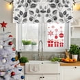 thumbnail image 5 of Black Grey Leaves Curtain Valances for Windows, Kitchen Valance Window Treatments Panel 2 Pack, Vintage Botanical Branches Rod Pocket Short Curtains for Bathroom Bedroom 42 x 12 Inch, 5 of 8