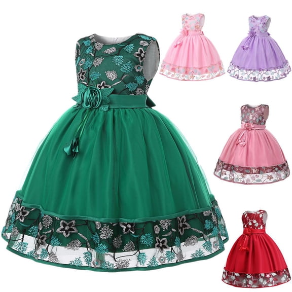 Girl's Embroidered Dress Girl's Evening Lace Princess Dress Flower Girl Mesh Fluffy Dress