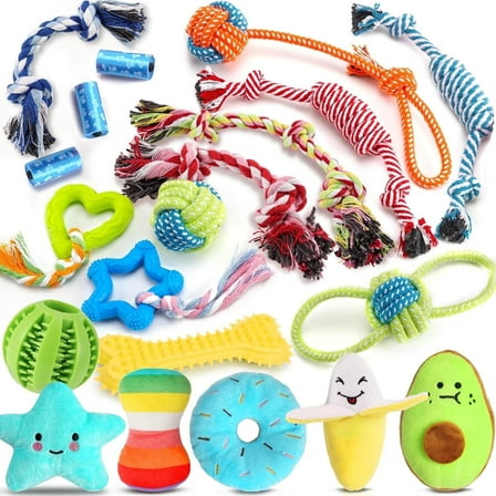 ZeenArt 20 Pack Dog Chew Toys, Interactive Puppy Toys with Ropes, Best Gift for Small Medium Dogs