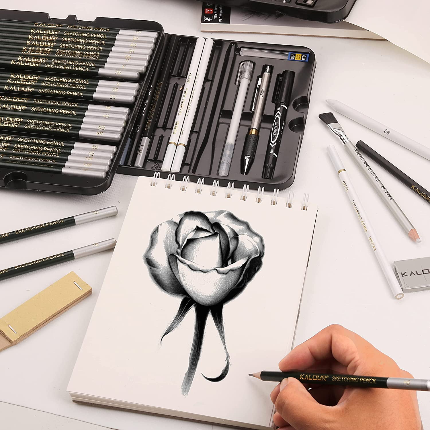 72-Pack Sketch Drawing Pencils Kit with Sketchbook and 3-color Drawing Paper,Tin Box,Include Graphite,Charcoal,Drawing Glove and Artists Tools,Pro Art Drawing Supplies for Adults Beginner