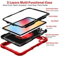 thumbnail image 5 of TJS for iPad 10th (2022) 10.9 Inch Case with Pencil Holder, Rotatable Hand Strap Kickstand Hybrid Heavy Duty Shockproof Protective Case (Red), 5 of 6