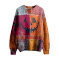 thumbnail image 5 of Kopltyrfg Halloween Sweater Men Spooky Pumpkin Face Patchwork Vintage Hoodie Stitched Print Warm Sweatshirt Casual Holiday Costumes Hot Pink M, 5 of 6