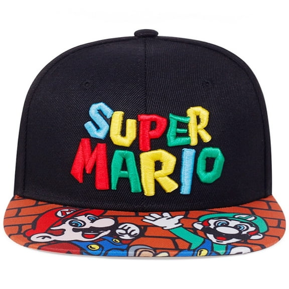 Super Mario Logo Adjustable Black Snapback Baseball Cap Hat