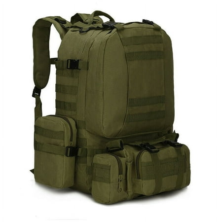 55L 4 in 1 Backpack for Camping Hiking Trekking Hunting Bug Out Bag Outdoor Backpack (Green)