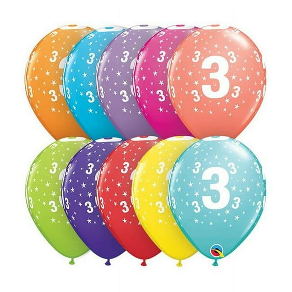 11 inch Qualatex Stars #3-A-Round (6 Pk) Latex Balloons (6 Pack) - Party Supplies Decorations