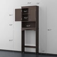 thumbnail image 2 of Over The Toilet Storage Cabinet with Open Shelf, Over Toilet Bathroom Organizer with Adjustable Shelf and Double Doors, Over The Toilet Storage Shelf Free Standing for Bathroom - Espresso, 2 of 6
