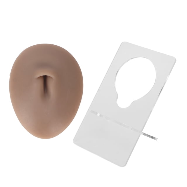 Modelo de ombligo de silicona 3D para práctica de perforación y acupuntura, modelo de ombligo suave para enseñar el color de piel oscura.