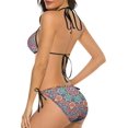 thumbnail image 3 of NICKSUN Ensemble Bikini à Imprimé Floral Mandala pour Femmes, Maillots de Bain 2 Pcs String Licou Triangle, 3 of 6