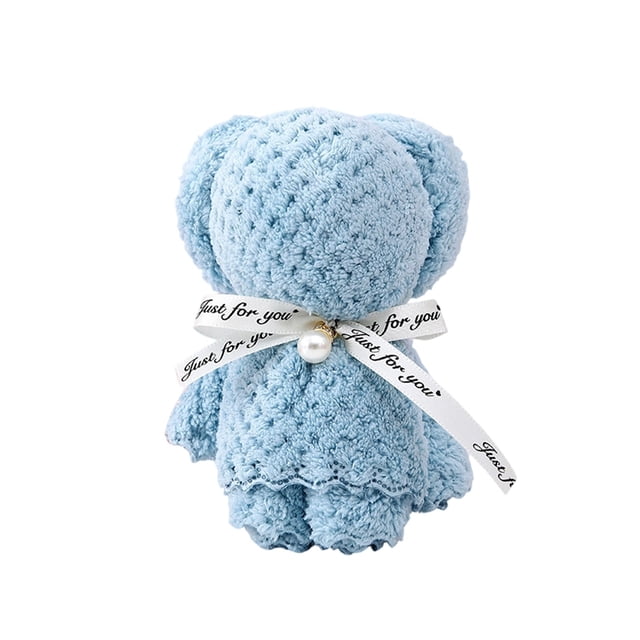 Toalla de baño con forma de oso, suave toalla de mano de felpa coral con compartimento de almacenamiento, ideal para bodas, baby showers, cumpleaños y como recuerdo.