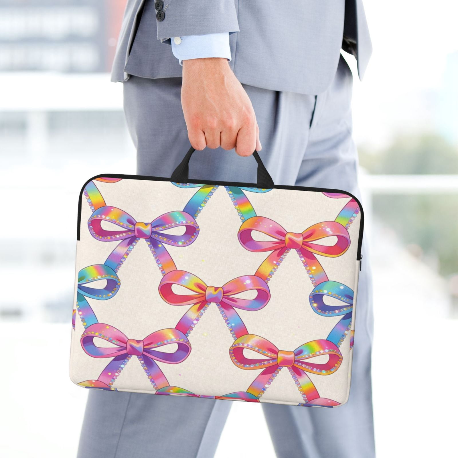 Laptop Sleeve Bag For Women Men 14inch Waterproof Durable Protective Computer Carrying Cover Handle Laptop Case Bag Shiny Bows