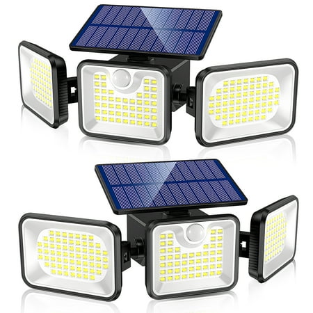 UCGG Solar Wall Flood Lights Outdoor, Motion Sensor 180 LED Bulbs 1500Lm Solar Lights 3 Adjustable Head 270° Wide Angle with 3 Mode Lighting, IP65 Waterproof for Porch Yard Garage, 3000mAh