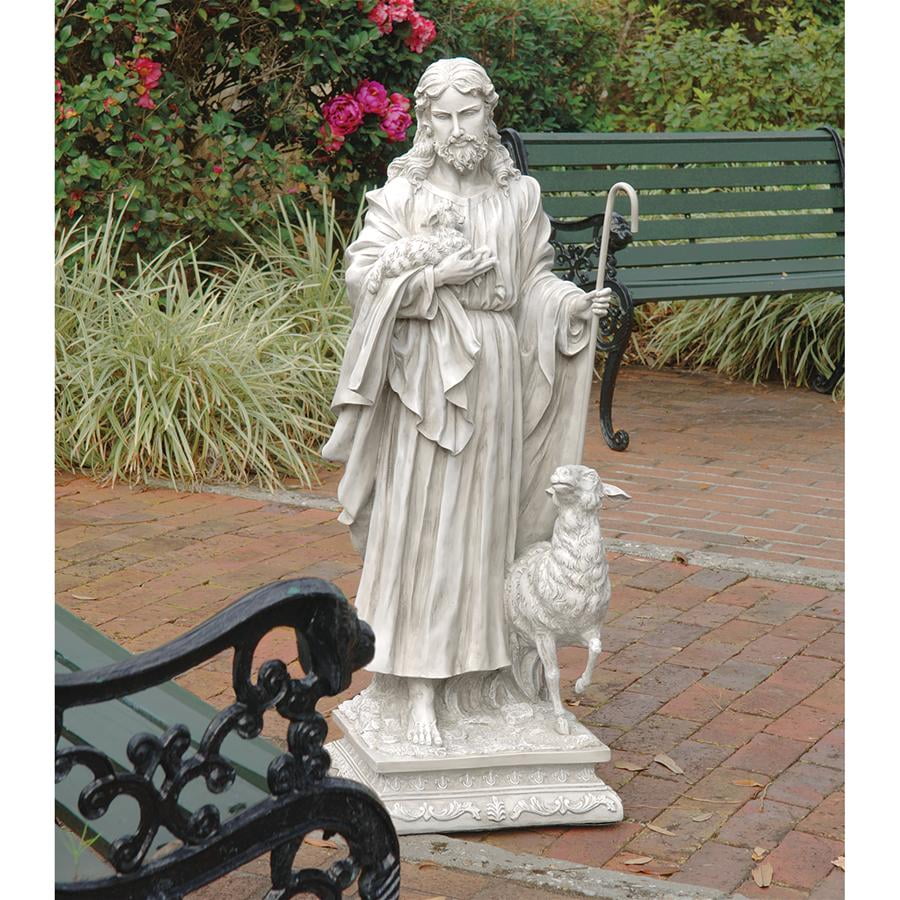 Design Toscano Jesus the Good Shepherd Religious Garden Statue, Grand, 43 Inch, Polyresin