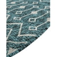 thumbnail image 6 of Unique Loom Outdoor Trellis Collection Area Rug - Tribal Trellis (4' 1" Round Teal/Ivory), 6 of 7