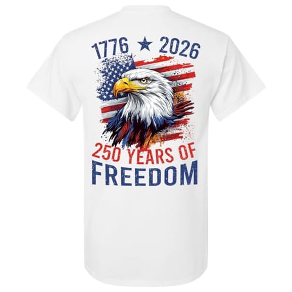 Patriot Pride Men's Graphic T-Shirt - American Flag Distressed Splatter with Eagle, 1776-2026 250 Years of Freedom-White-Small