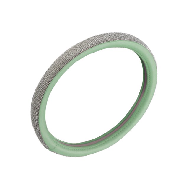 Riwesomey Cubierta del volante Universal Bling Rhinestone Antideslizante Absorción del sudor Rueda de coche para mujeres niñas Automoción decorativa y accesorios Blanco verde