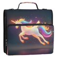 thumbnail image 2 of Water-Resistant 3-Ring Binder Organizer with Multiple Pockets Zipper Binder Bag for Office Glowing Flying Unicorn, 2 of 8