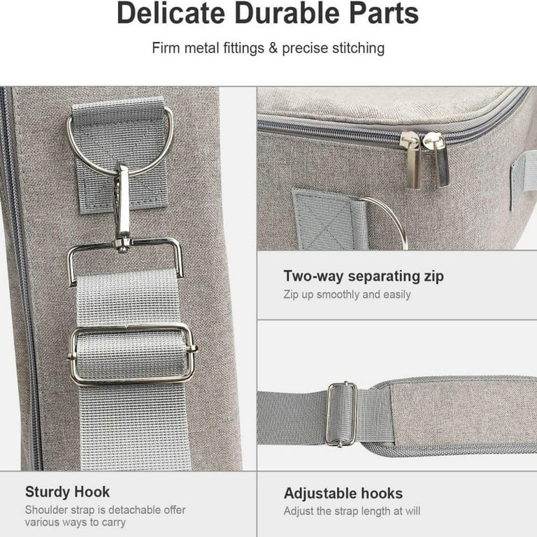 Plutput Double-Layer Carrying Case for Cricut Maker Expolre,Carrying Bags  for Cricut Explore Air/Air 2,Cricut Cutting Machine ,Gray 