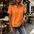 thumbnail image 4 of Henley Shirts for Women Cotton linen Short Sleeve Stitched Dressy Casual Summer Boho Button Tops Loose Fit Tunic Top Work Blouses,3XL, 4 of 9