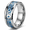 Blue Gear, variant on Titanium Steel Gear Spinner Ring for Men & Women, 8mm Rotating U-Shaped Geometric Band, Unisex Fidget Anxiety Ring