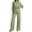 Green|boho outfits for women 2 piece sets, variant on 2 Piece Classy Sets for Women Elegant Drawstring Waist Roll-Up Long Sleeve Shirt with Wide Leg Pants Lounge Sets with Pockets Navy,M