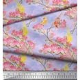 thumbnail image 3 of Soimoi Purple Heavy Canvas Fabric Floral & Pigeon Bird Print Sewing Fabric BTY 58 Inch Wide, 3 of 3