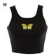 thumbnail image 1 of Qarigey Color puro mujeres verano chaleco tanque Halter Crop Tops Casual mariposa impreso corto ajustado sin mangas blanco negro Tops Camisetas sin mangas, 1 of 6