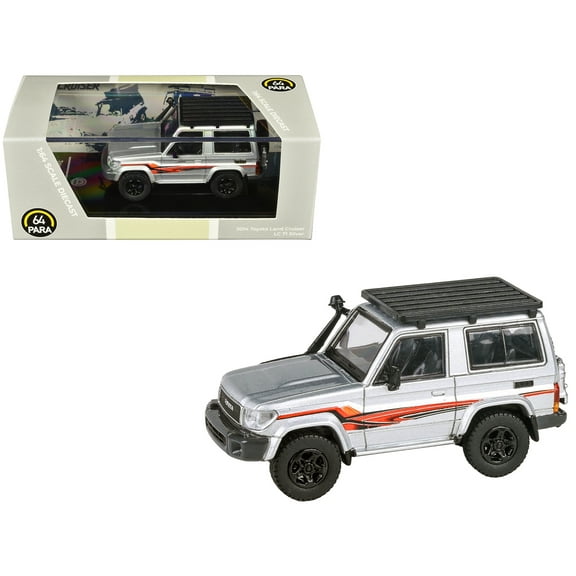 2014 Toyota Land Cruiser LC 71 Silver Metallic with Graphics 1/64 Diecast Model Car by Paragon Models