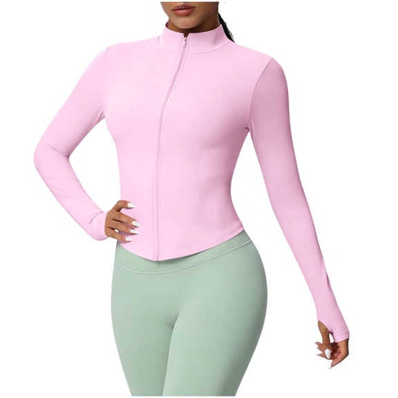 Vmvidoty Women's Workout Athletic Jacket Lightweight Zip Up Yoga Slim Fit Tops Pink S