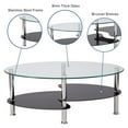 thumbnail image 2 of Hampden Glass Coffee Table with Black Glass Shelves and Stainless Steel Legs, 2 of 9