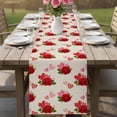 thumbnail image 4 of Red Roses Table Runner - 72 Inch Long Valentine's Day Love Floral Beige Country Cotton and Linen Blended Dress Scarves Farmhouse Table Runner for Kitchen Dining, Coffee Table, 13" x 72", 4 of 8
