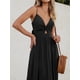 thumbnail image 5 of Vestido largo CUPSHE con cuello en V, sin mangas, largo y retorcido, rayón negro, 5 of 9