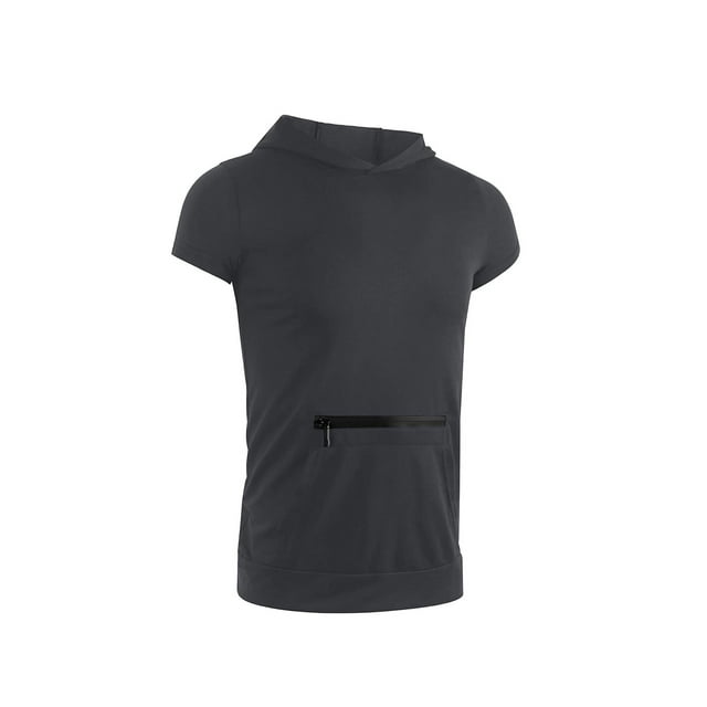 ZAXARRA T-Shirt à Manches Courtes à Capuche de Couleur Unie pour Hommes Sports d'Été
