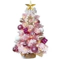 thumbnail image 7 of Tabletop Christmas Tree, 2ft Mini Christmas Tree with Light, Artificial Small Tabletop Christmas Decoration with Flocked Snow, Exquisite Decor & Xmas Ornaments for Home & Office, DIY Decor, Pink, 7 of 7
