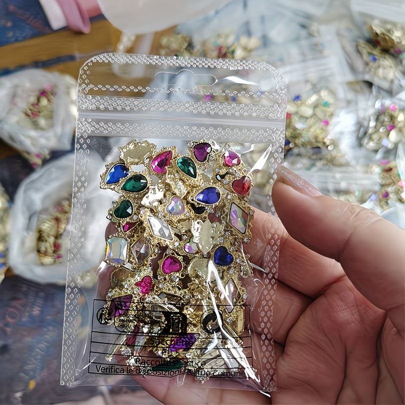 60 Pieces 3D Nail Art Rhinestones, Alloy Synthetic Gemstone Nail Art Jewelry, Luxury Shiny Nail Art Jewelry Accessories, Suitable for Acrylic Nails, Women's Jewelry and DIY Jewelry Making