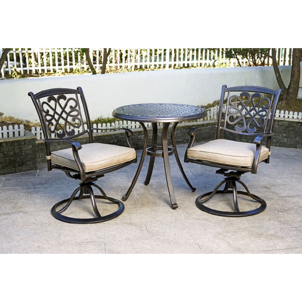 Kepooman Outdoor Dining Table and 4 Swivel Rockers Chairs for Garden Patio, Set of 3, Black Gold Kepooman Outdoor Dining Table and 4 Swivel Rockers Chairs for Garden Patio, Set of 3, Black Gold