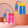 thumbnail image 1 of Ergonomic Design Tangle-Free Children Skipping Rope Rainbow Striped Print Wooden Handle Adjustable Length Jump Rope Sports Goods, 1 of 7