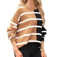 thumbnail image 2 of Womens Striped Pullover Sweater Crew Neck Long Sleeve Knitted Color Block Casual Loose Lightweight Sweaters for Women, 2 of 5