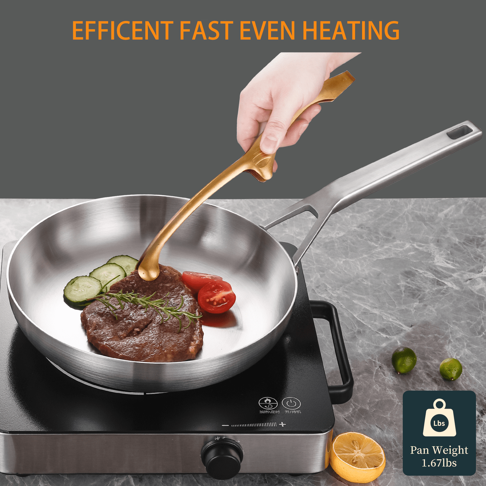 DELARLO Whole body Tri-Ply Stainless Steel 8 and 10inch Frying Pan Set, Oven safe induction skillet,pots and pans set,Suitable for All Stove