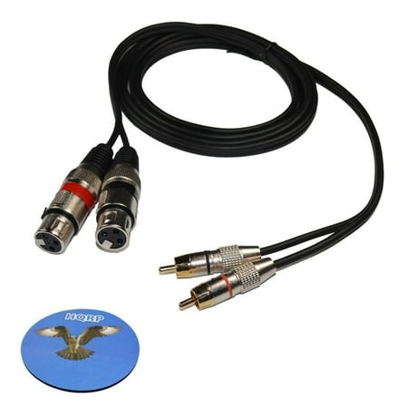 Rca Phono Lead - HQRP Dual XLR Female to Dual RCA Male Phono Plug Twin Lead / Audio Signal Patch Cable Cord plus HQRP Coaster