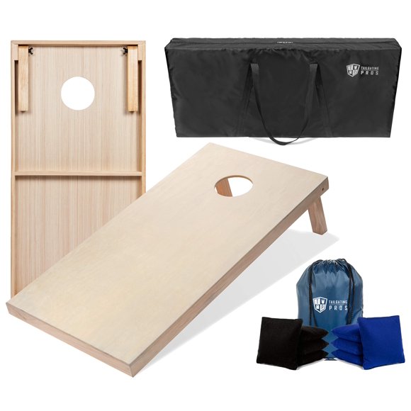 Tailgating Pros 4'x2' Cornhole Boards w/Carrying Case & Set of 8 Cornhole Bags (You Pick Color) 25 Bag Colors! (Black/Royal Blue, 4'x2' Boards)